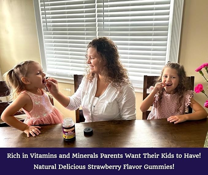 Kids Multivitamin Gummies with Essential Nutrients, Support Healthy Growth & Development, Immune Support, Brain Health, Heart Health, Bone Health, Natural Strawberry Flavour, 60 Gummies