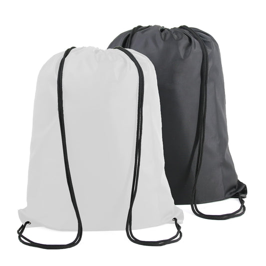 BeeGreen Black White Drawstring Backpack Bags Bulk 2 Pack X-Large 22.4" L x 17.5" W Sports Cinch Sackpack Gym String Bags Machine Washable Heavy Duty for Men Women