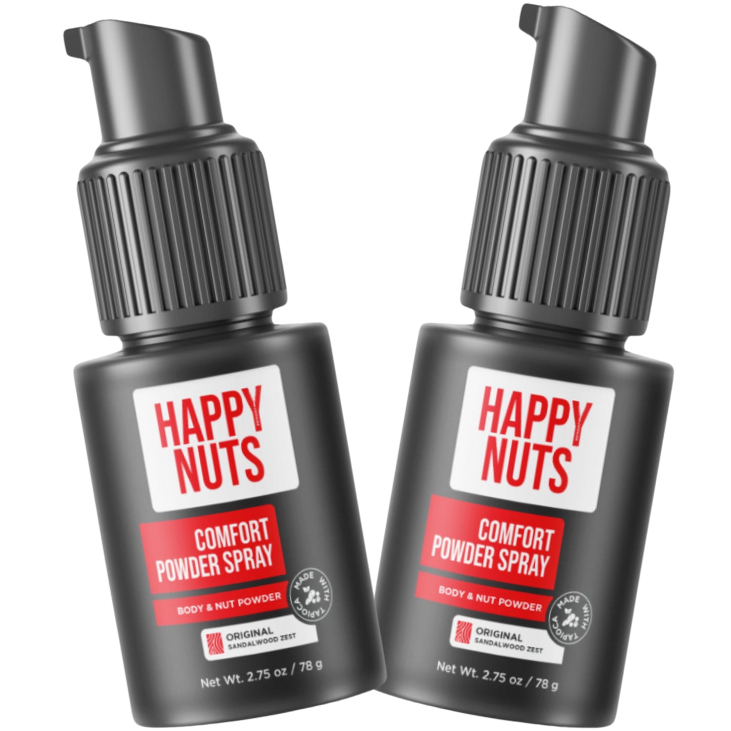 Happy Nuts Comfort Powder Spray: Anti Chafing & Mens Deodorant, Aluminum-Free, Sweat and Odor Control for Jock Itch, Groin and Men's Private Parts (2.75 Ounce (Pack of 2), Original)