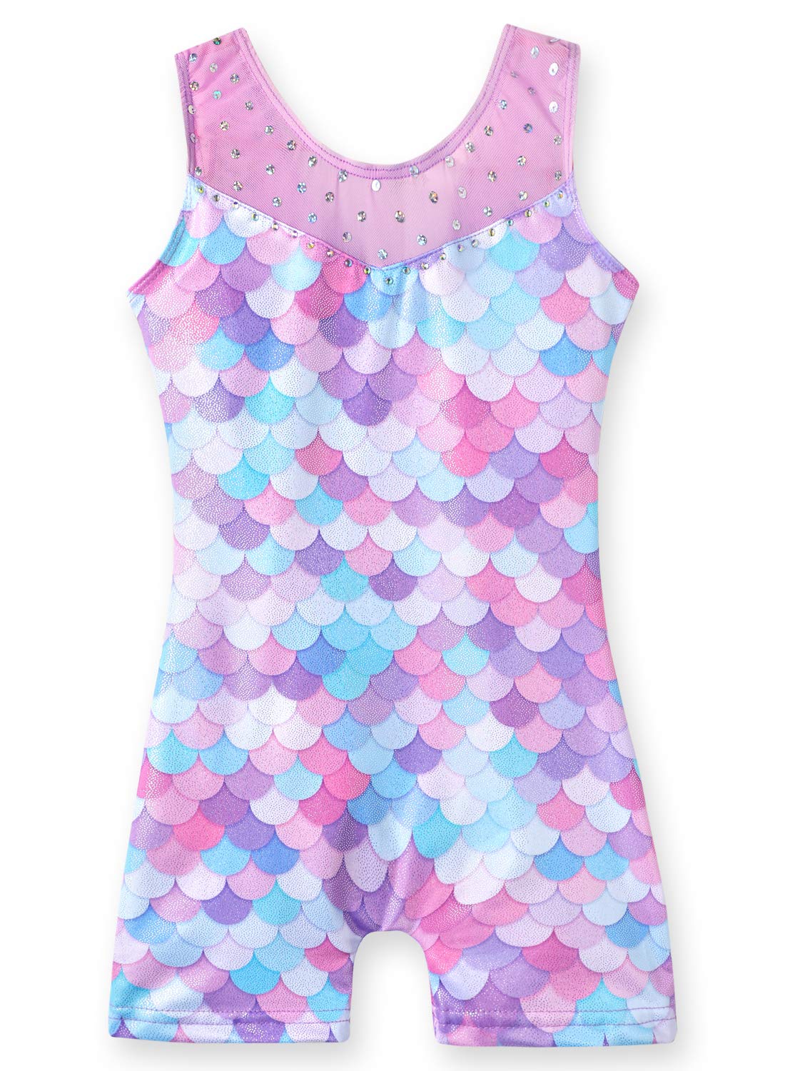 Leotards for Girls Gymnastics Unicorn Athletic Dance Wear Shiny Rainbow Blue Hotpink (Mermaid Purple, 2-3T)