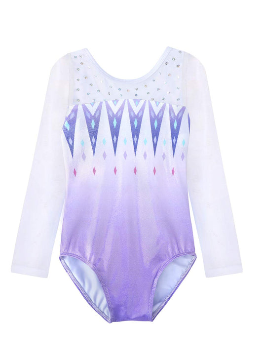 HOZIY Gymnastics Leotards for Girls Dance 5t Size 5-6 Years Old Purple Freeze Snow Ice Blue