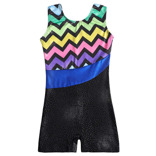 Cheap Leotards for Girls Gymnastics with Shorts size 3 4 Sparkle Butterfly Flowers Pattern Sleeveless Biketards Hotpink Black (Wave, 100(3-4 years old))