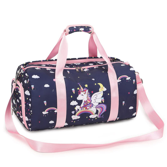 Dance Bag for Girls Unicorn Duffle Bag Ballet Bag for Girls Travel Overnight Bag Girls Sports Gym Bag with Shoe Compartment