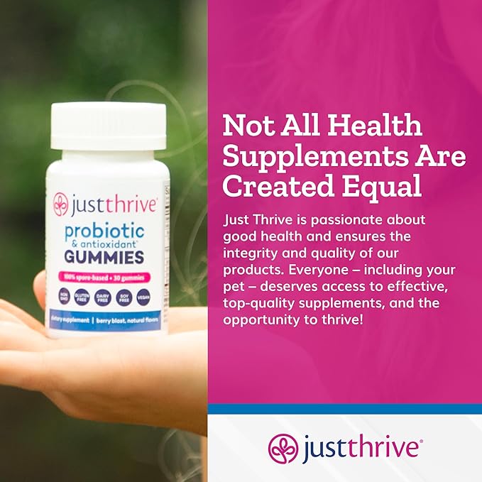 Just Thrive Probiotic Gummies - Kids, Men, and Womens Probiotic - for Digestive and Overall Health, 30 Count