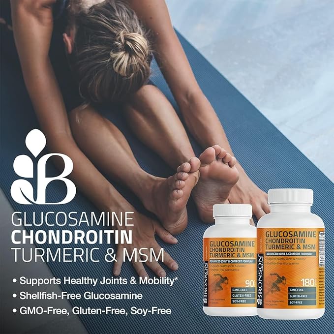 Bronson Glucosamine Chondroitin Turmeric & MSM Advanced Joint & Cartilage Formula, Supports Healthy Joints, Mobility & Cartilage - Non-GMO, 360 Capsules