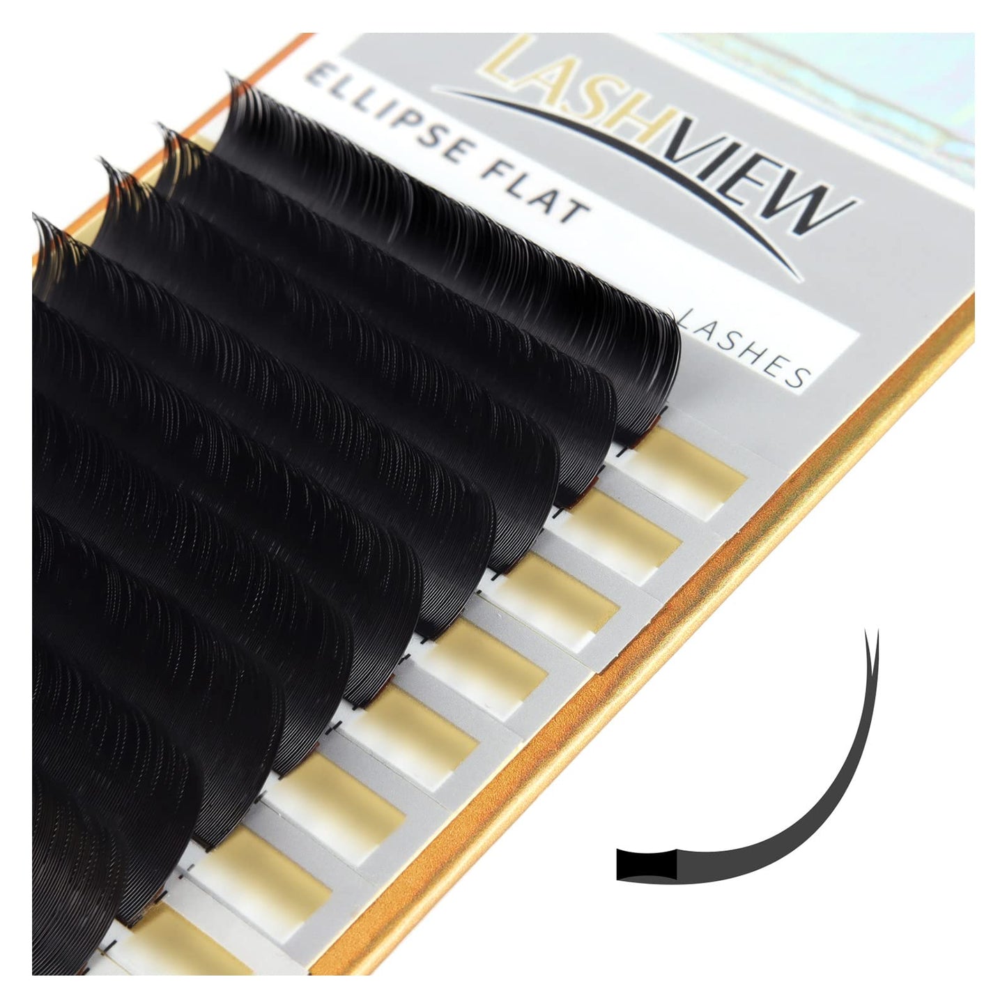 LASHVIEW Eyelash Extensions,Ellipse Flat Eyelash Extensions 0.20mm D Curl 13mm,Mink Black,Individual Lashes,Semi-Permanent Extremely Soft Professional Salon Use