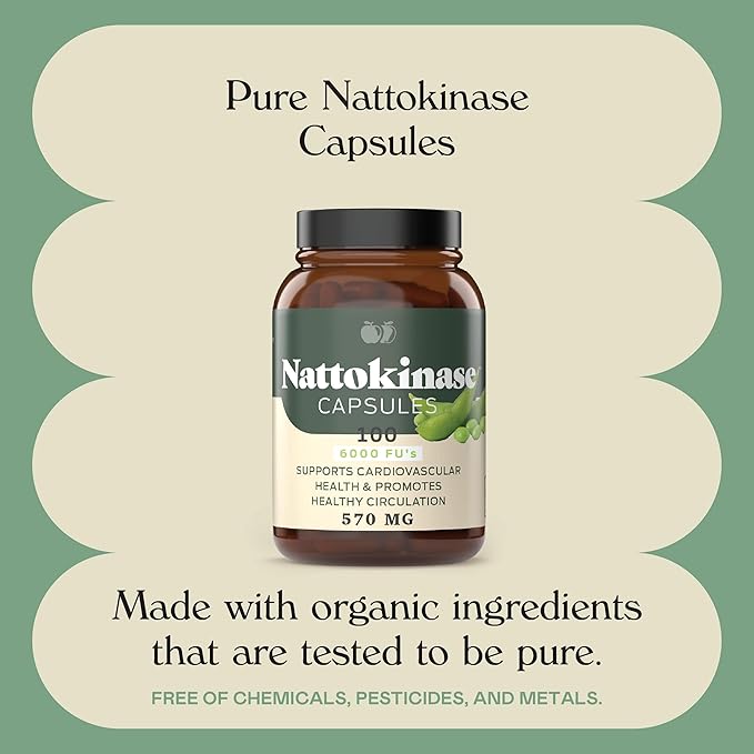 Complete Natural Products Nattokinase Capsules - 100 Count 570Mg 6000Fu'S, Support Healthy Circulation, Natto Enzymes, Gluten Free, Pure Soy Enzyme, Vegan, Non-GMO