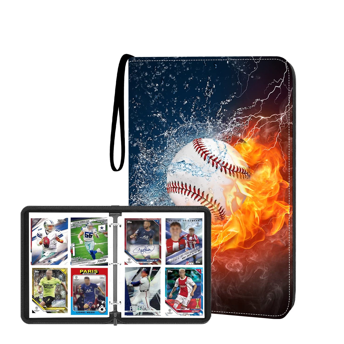 HESPLUS Card Binder 4 Pocket, Trading Card Binder with Sleeves, Baseball Card Binder, Sports Card Binder Collectible Trading Card Albums Fits 400 Cards with 50 Removable Sleeves
