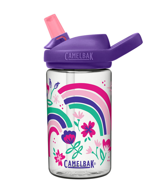 CamelBak eddy+ 14oz Kids Water Bottle with Tritan Renew – Straw Top, Leak-Proof When Closed, Rainbow Floral