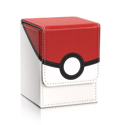 Collectible Trading Card Cases, Card Deck Box Storage Box Case Magnetic Deck Box Card Holder ，Can hold around 100 cards(Red-white)