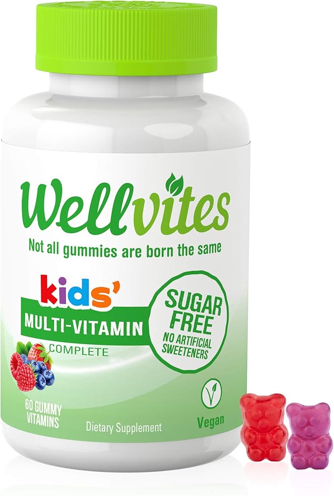 Kids Multivitamin Gummies - Sugar Free, Vegan, Non-GMO, Vitamin A, D, B6, B12 and C - No Artificial Sweeteners, Gluten-Free, Gelatin-Free - 60 Count (30 Day Supply)