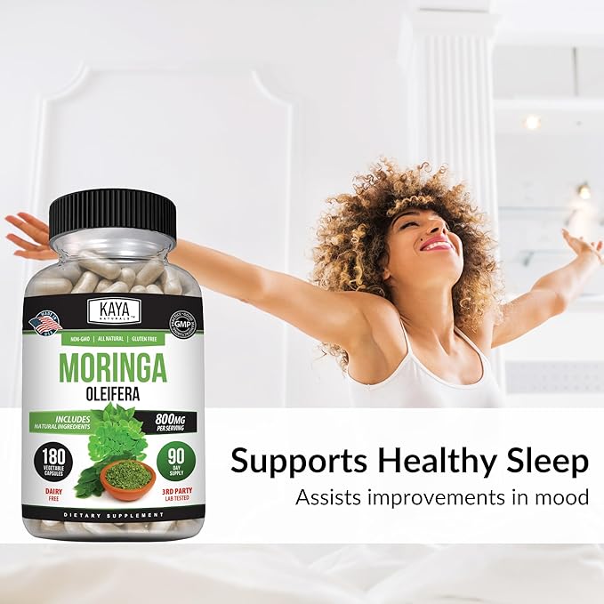Kaya Naturals Moringa Leaf Extract - Complete Greens Superfood Supplement - Pure Miracle Tree Moringa - Boost Energy Naturally - Nutrient Dense Vitamins for Adult - 180 Veggie Count