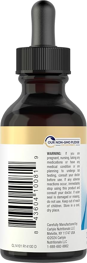 Carlyle Liquid Biotin 10000mcg | 2 oz | Extra Strength Drops | Vegetarian, Non-GMO, Gluten Free Supplement