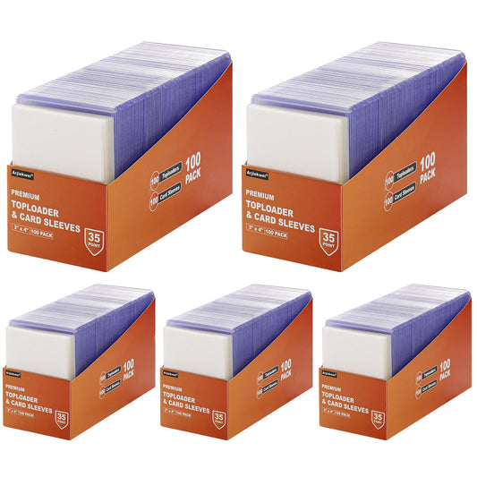 1000 Card Sleeves Top Loaders for Cards, Arjiekwei 3"X4" Baseball Card Protectors Hard Plastic, Premium Toploaders Card Holder for Sports Football Trading Cards (500 Toploaders + 500 Penny Sleeves)