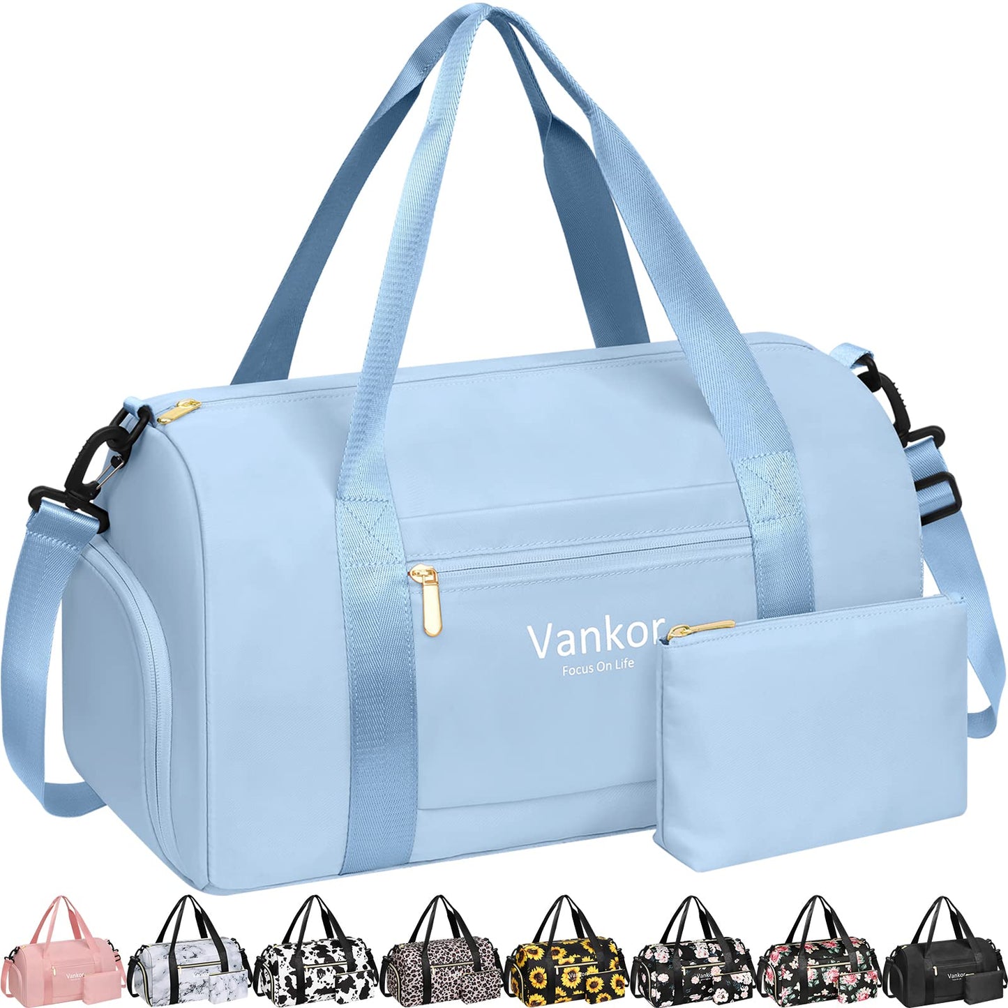 Gym Bag for Women with Shoe Compartment 20 Inch Waterproof, Sports Duffle Bag for Travel Duffel Weekender Carry on Beach Yoga Overnight Luggage Mommy Maternity Hospital Bag Blue