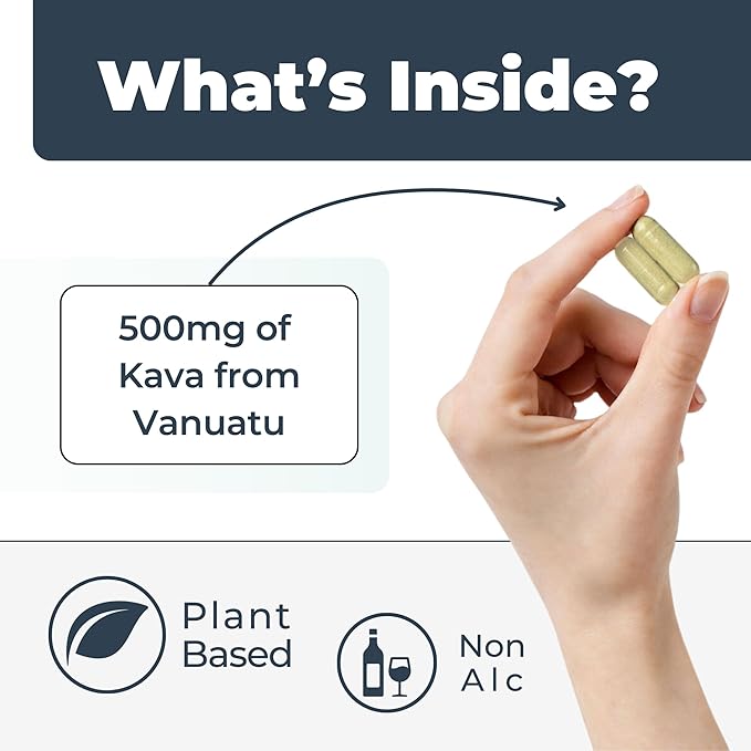 LEILO Kava Root Capsules | 500mg of Noble Extract/Serving to Support Stress and Promote Relaxation | (60 Vegan Capsules)