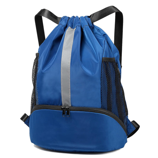 BeeGreen Navy-Draw-String-Bags-Pack With Wet Proof Pocket & Shoe Compartment For Traveling Yoga Beach Swim Outdoor Sports Gym Large Cinch Sack Drawstring Backpack For Women&Men