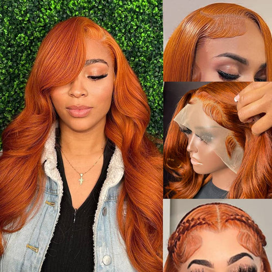 KeaBalo Ginger Orange Lace Front Wigs Human Hair Pre Plucked with Baby Hair Body Wave 13x4 HD Lace Frontal Wigs Human Hair Colored 180% Density Brazilian 88J Wigs for Women 20 Inch