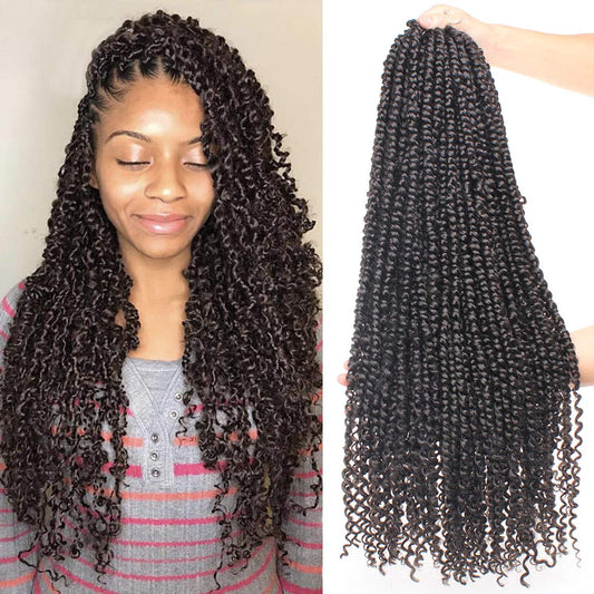 Leeven 8 Packs Pre-Twisted Passion Twists 12 Roots/pack Synthetic Crochet Hair Extensions 22 Inch Ombre Crochet Passion Twist Braiding Hair Curly Ends Twist Hair(2#)
