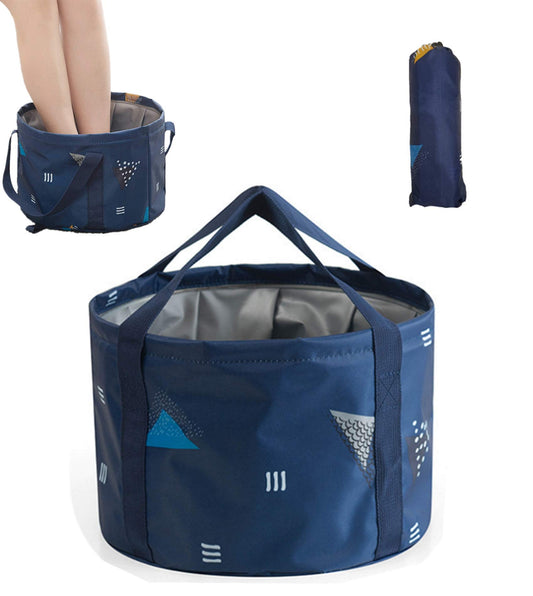 24L Large Foldable Feet Soaking Bath Tub Collapsible Bucket, Portable Travel Foot Soak Spa Basin for Camping Washing, Dark Blue