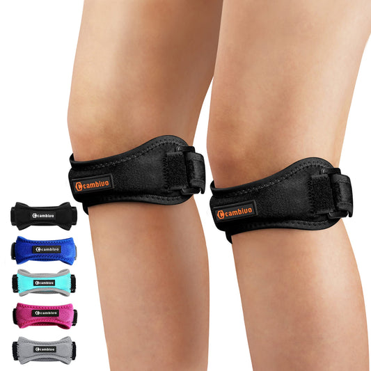 CAMBIVO Patella Tendon Knee Strap 2 Pack, Adjustable Knee Braces for Knee Pain, Knee Support Band for Running, Hiking, Volleyball, Jumpers Knee, Tennis, Tendonitis (Orange）