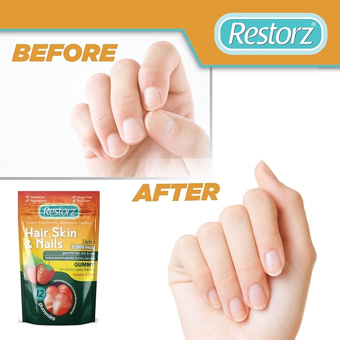 Hair, Skin, and Nails Biotin Gummy Vitamins, Strawberry Flavor (12-Pack)