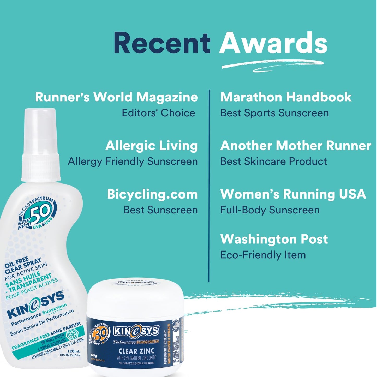 KINeSYS Fragrance Free Clear Spray Sunscreen for sensitive skin, SPF 50, Hypoallergenic, Broad Spectrum UVA/UVB protection for Face & Body; PABA and Oxybenzone FREE, 700+ Sprays, 4 Fl Oz/120 mL