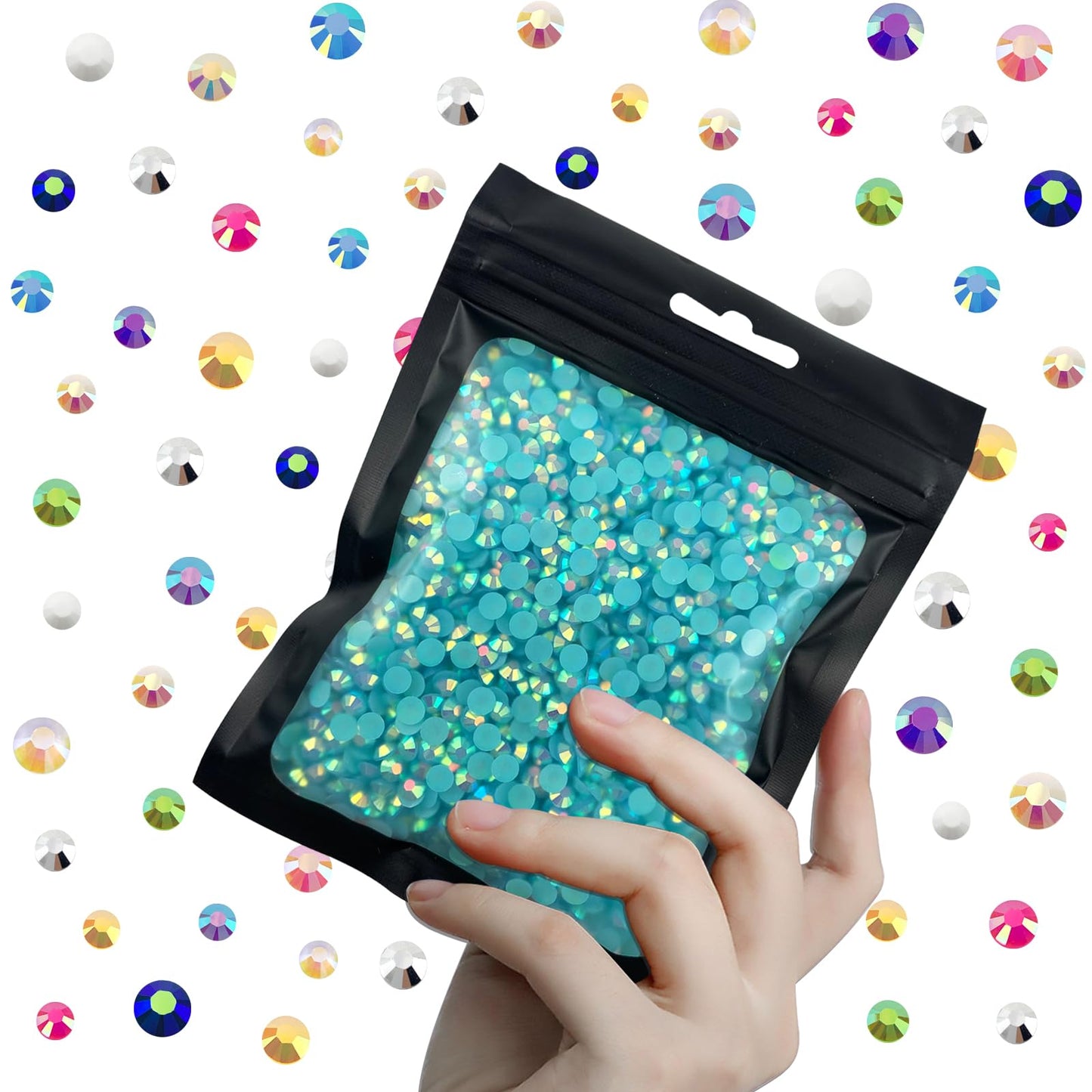 CLRDIVA 3000pcs 5mm Aquamarine AB Flatback Resin Rhinestones Bulk Jelly Gems Flat Back Crystals Non Hotfix Wholesale Stones Diamonds for Crafts Tumblers Face Eye Makeup Nails Bling DIY Decoration