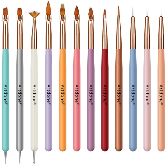 Artdone Nail Dotting Tools Double-ended Nail Art Brushes Kit Nail Art Gel Polish Liner Brushes Design Pen For Nail Drawing And Nail Paint Brushes Small Detail Brushes.