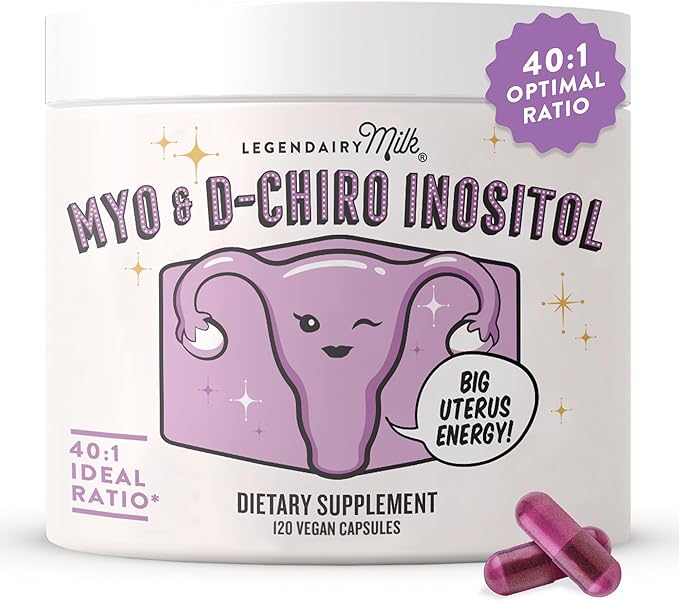 Legendairy Milk Pure Inositol Supplement - Myo Inositol and D-Chiro Inositol Capsules - Ideal 40:1 Ratio - Ovarian & Fertility Support for Women - 30 Day Supply