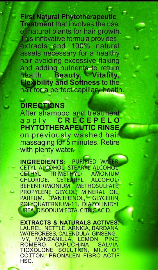 Crece Pelo Natural Hair Growth Duo – Phytotherapeutic Shampoo & Rinse Combo Set – Boosts Growth, Strength & Shine – Plant-Based Formula – Sulfate-Free, No Colorants – 12.5 oz Each