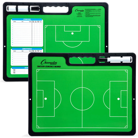 Champion Sports XL Dry Erase Board for Coaching Soccer - Whiteboards for Strategizing, Techniques, Plays - 2-Sided Game Boards with Handle - Front Side Full Field - Backside Half Field Close-up