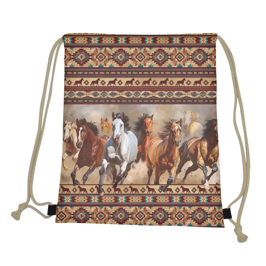 COEQINE Aztec Gym Drawstring Backpack for Sport Western Ethnic Running Animal Themes Backpack for Women Men Large