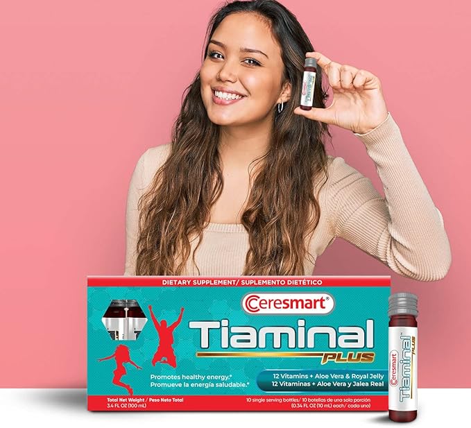 Ceresmart Tiaminal Plus Multivitamin for Women and Men – 10 x Single Serving Vials Liquid Multivitamins Dietary Supplement – Energy Boost Vitamin Supplements with Aloe Vera, Royal Jelly