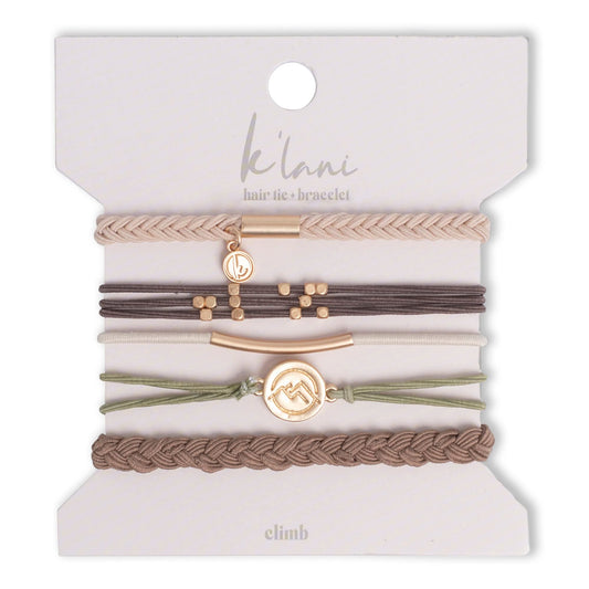 K'lani Climb Bracelets for Women – Elastic Bracelets and Boho Hair Ties – Cute Hair Ties for Women and Hair Tie Accessories – Stylish Bracelets Boho Style for Hair and Wrist – Set of 5 (Small)