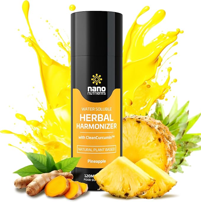 Herbal Harmonizer with CleanCurcumin(TM) - Multi Botanical Antioxidants Supplement - Water Soluble - Nano Curcumin - Holistic Wellness Defender - Healthy Drink Mix (4 fl.oz, Pineapple)