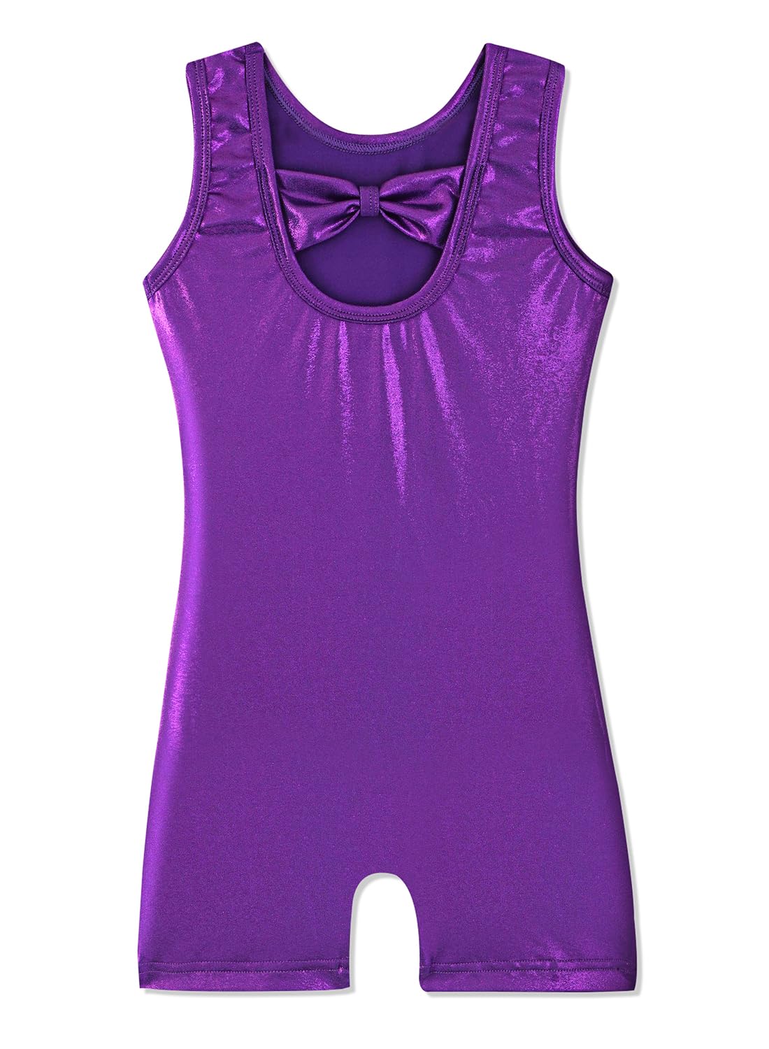 HOZIY Girls Leotards for Gymnastics Solid Purple Bow Cross Back Biketard Tumbling Outfits Toddler Girl Kids Sparkly Sparkle 5t Size 5-6 Years