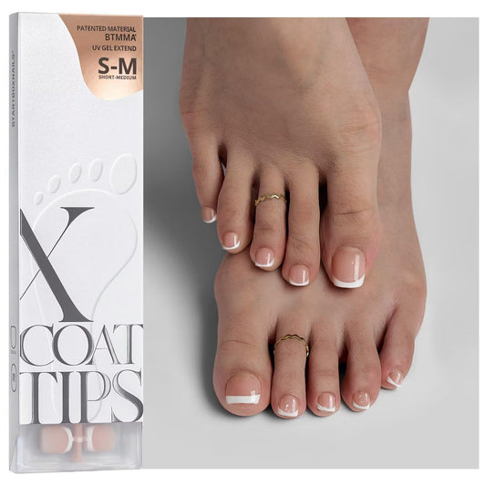 BTArtboxnails XCOATTIPS Toe Nail Tips - French Toe Press On Nails Short, 160Pcs Nude Soft Gel Toe Nail Tips, French Press On Toenails for Women