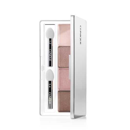 Clinique All About Shadow Quad | Long Lasting, Crease + Fade Resistant + Safe For Sensitive Eyes, Pink Chocolate, 0.05 Ounce