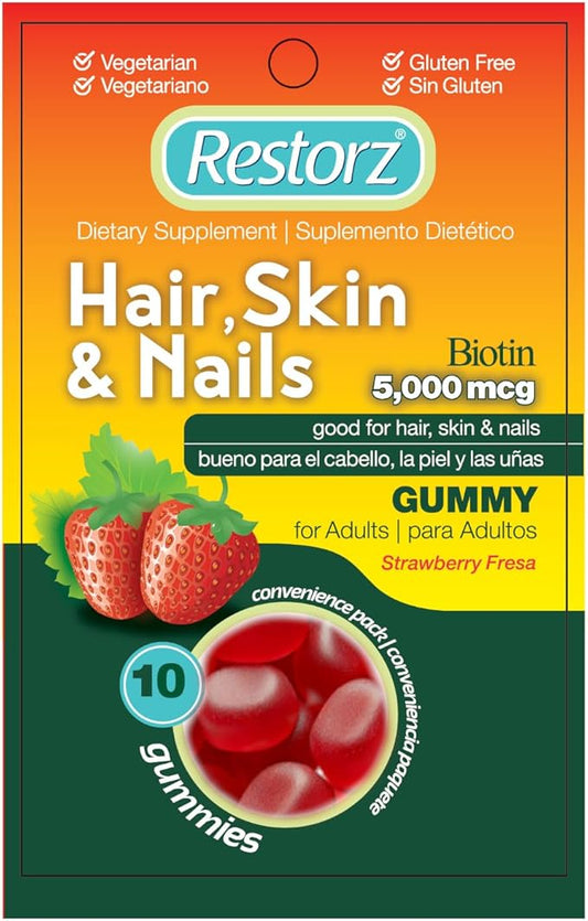Hair, Skin, and Nails Biotin Gummy Vitamins, Strawberry Flavor (12-Pack)