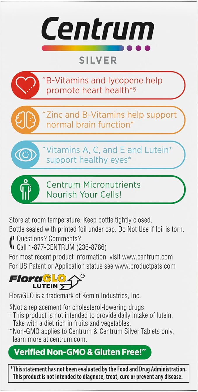 Centrum Silver Adult (80 Count) Multivitamin/Multimineral Supplement Tablet, Vitamin D3, Age 50+