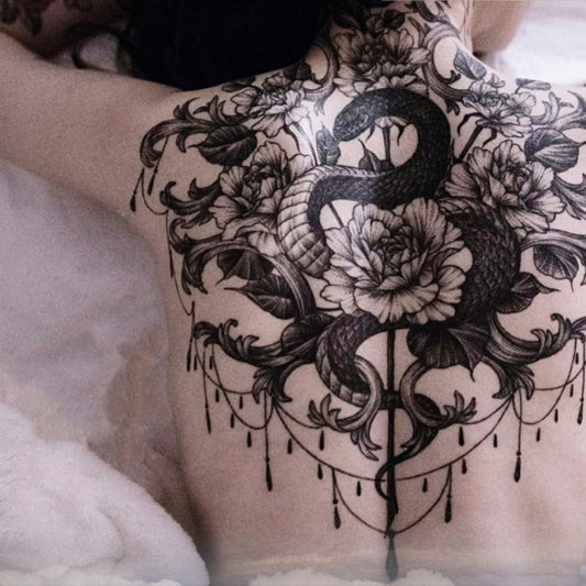 Large Temporary Tattoos Women Temporary Neck Tattoos Temporary Realistic Flower Chest Tattoo for Adults (Temporary Tattoos Sticker 25)