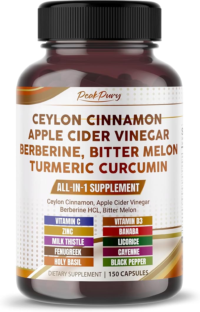 Ceylon Cinnamon Apple Cider Vinegar Berberine Bitter Melon - Made in USA