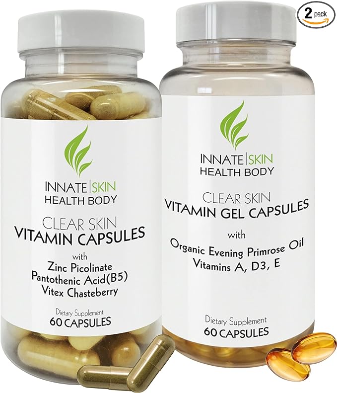 Clear Skin Acne Vitamin System | 20 Antioxidants, Botanicals & Minerals | 60 Count Pack of 2