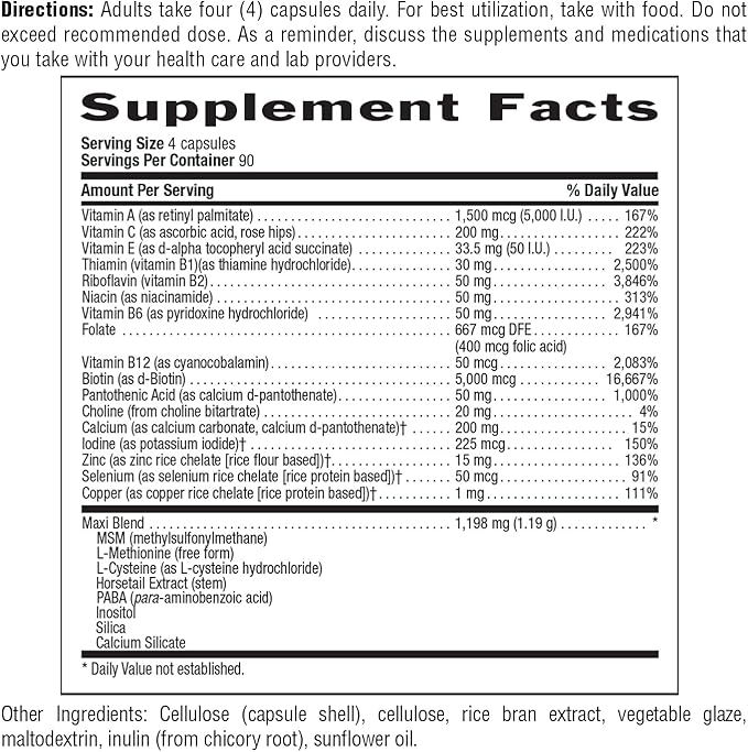 Country Life Maxi-Hair Plus 5000 mcg Biotin, 360 Capsules, Certified Gluten Free, Certified Vegetarian