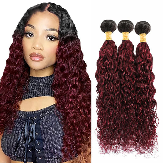 Burgundy Human Hair Bundles Ombre Red Curly Bundles Human Hair Unprocessed Virgin Hair Mixed Length 3 Bundles 14 16 18 Inch Two Tone Black And Burgundy Curly Bundles Human Hair