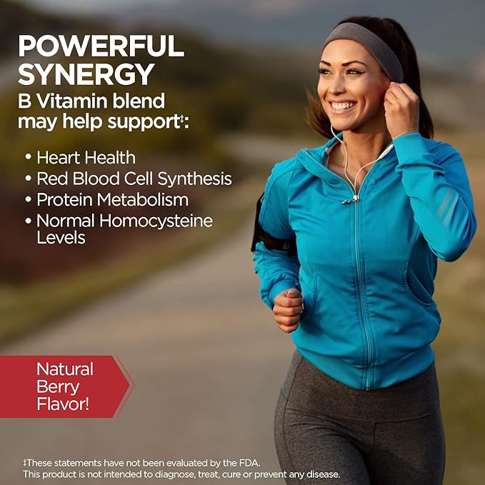 KAL Vitamin B-6, B-12 & Folic Acid Supplement, Heart Health, Energy & Red Blood Cell Support*, with Vitamin B12 Methylcobalamin & Folate, Natural Berry Flavor, 60 Servings, 60 ActivMelt Micro Tablets