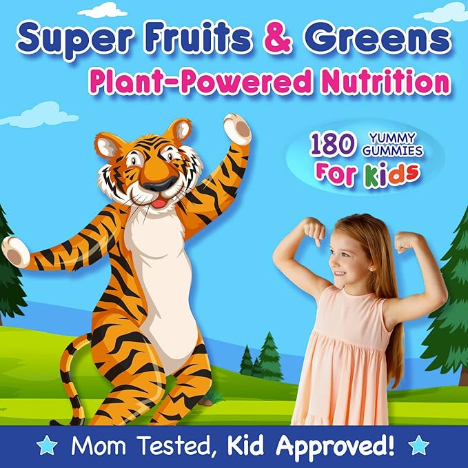 Infusions Super Fruit and Super Green Gummies for Kids 180 Count Superfood Blend Soft and Delicious Gluten Free Non-GMO