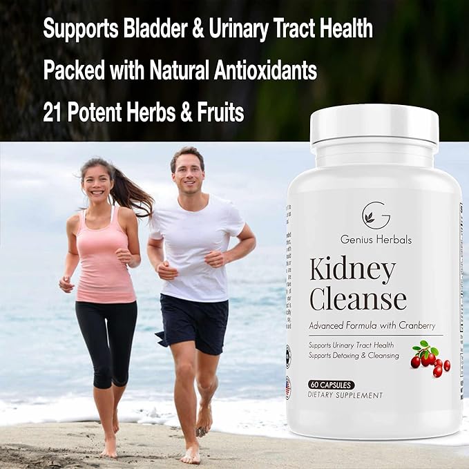 Kidney Cleanse Advanced Formula with Cranberry Extract, Kidney, Urinary Tract & Bladder Detox and Cleanse - 60 Capsules