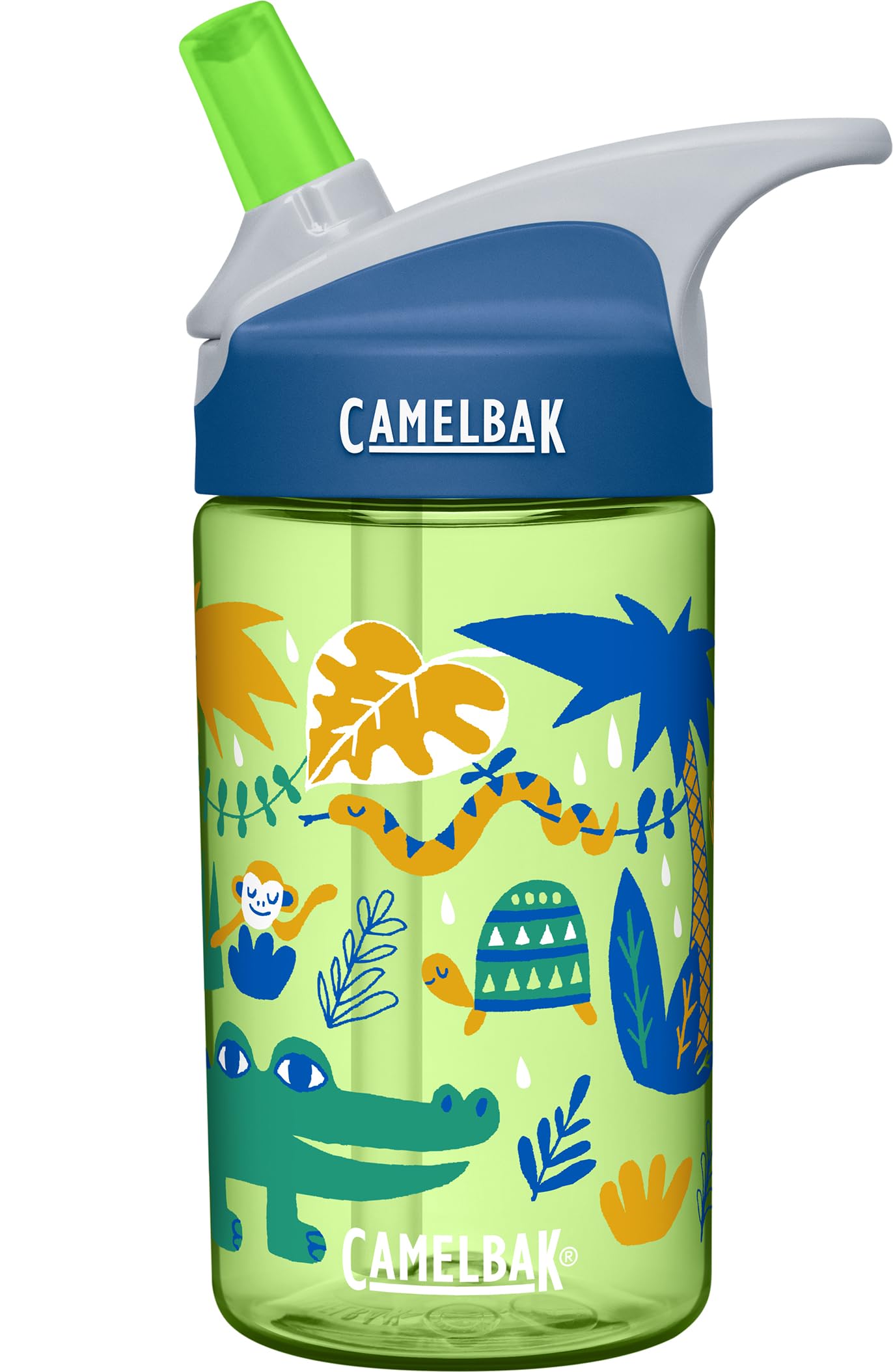 CamelBak eddy Kids Water Bottle - CamelBak Kids Big Bite Valve - Spill Proof - Water Bottle For Kids - BPA-Free Water Bottle - 12oz, Jungle Animals